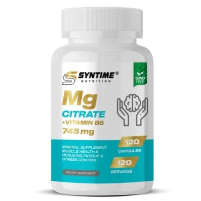 Витамины Syntime nutrition Magnesium Citrate + В6 120 капсул